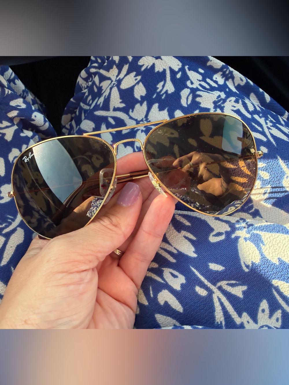 Ray-Ban Gold Aviator Sunglasses with Brown Lenses